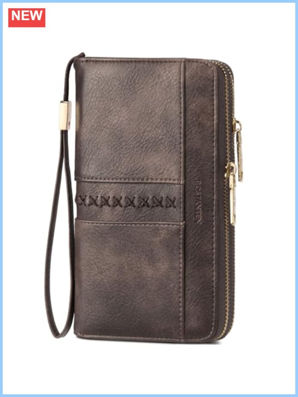 Vegan Leather Wristlet Wallet RFID Large Capacity Clutch
